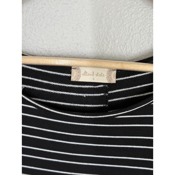Altar’d State Black And White Striped Button Back Short Sleeve‎ Dress S Pockets - Picture 3 of 10